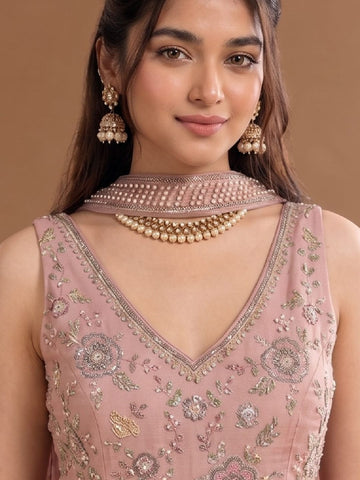 Women's Embroidered Shimmer Short Kurta With Palazzo And Dupatta