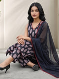 Black Sleeveless Kurta Set with Printed Trousers & Chiffon Dupatta