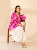 Fuchsia Chevron-Print Peplum Top.