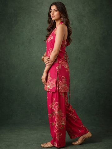 Floral Printed Farsi Salwar With Short Kurti