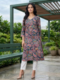 Varanga Women Paisely Printed Sequin Embroidered V Neck Kurta