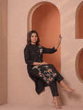 Black Thread Embroidered A-Line Kurta Set