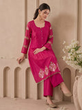 The Fuchsia Blossom Pin-Tuck Festival Women'S Kurta Suit