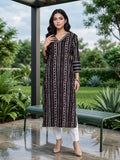 Varanga Women Black Straight Kurta With Three- Quarter Sleeve.
