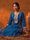 Royal Blue Mirror Work Kurta And Trouser Set With Dupatta