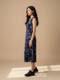 A floral-printed knee-length dress with v neckline perfect for turning heads from brunch to evening outings.