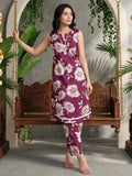 Floral Printed Sleeveless Kurta With Trouser