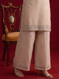 Embroidered Chanderi Kurta Set With Palazzo And Matching Dupatta