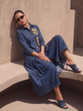 Denim Shirt Dress with Floral Applique work