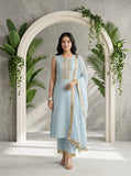 Varanga Women Blue Straight Kurta With Tonal  Bottom & Dupatta