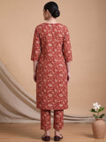 Varanga Women Ethnic Red Kurta Set With Dupatta