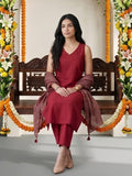 The Linear Crimson kurta Set With Dupatta