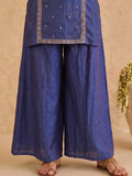 Embroidered Kurta Set Paired With A Shimmering Organza Dupatta.