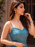 Elegant Teal Kurta Set With Trousers