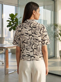 Black Coloured Short Sleeves Shirt Collar Top