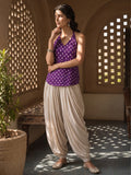 Women's Purple Sleeveless Short Kurti with Back Dori Detailing