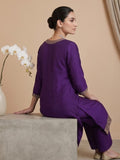 Varanga Women Zari Embroidered Yoke Kurta With Trouser & Sequins Detailed Dupatta