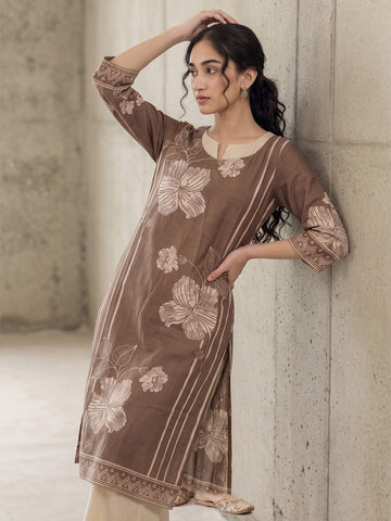 The Espresso Bloom Pure Silk Festive Women'S Kurta Set