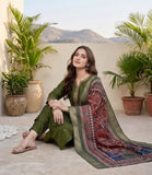Varanga Women Olive Green Round Neck Kurta With Tonal Bottom & Printed Dupatta