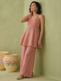 Womens Dusty Rose Halter Peplum Palazzo Set