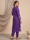 Kurta With Thread Embroidery And A V-Neck With Ankle-Length Trousers And An Embroidered Dupatta