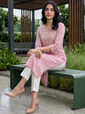 Varanga Women Mauve Straight Kurta With Gota Lace Embellished Kurta.