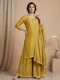 Varanga Women-Bead Work Kurta With Sharara And Dupatta