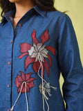 Soft Denim Co-Ord Set With Elegant Floral Embroidery