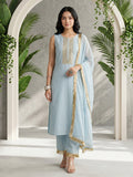 Varanga Women Blue Straight Kurta With Tonal  Bottom & Dupatta