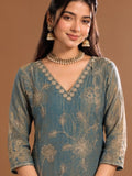 Embroidered Shimmer Kurta Set With Dupatta