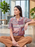 Multi Coloured Short Sleeves Shirt Collar Top