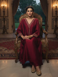Zari Embroidered Neck Flared Kaftan with Trouser