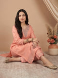 Zari-Embroidered Kurta Paired With Solid Trousers And A Tonal Dupatta .