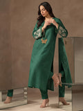 Green Embroidered Bell Sleeve Kurta Set With Straight Pants