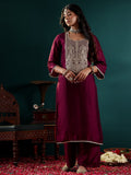 Varanga Women Purple Zari Embroidered Kurta With Bottom And Dupatta