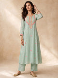 Women's Mulmul Chanderi Kurta Set With Chiffon Dupatta