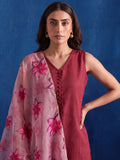 The Crimson Wine Floral Organza Women's Kurta Set