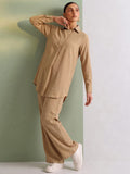 Women's Solid Relaxed-Fit Shirt & Wide-Leg Co-Ord Set