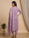 Varanga Women Floral Printed V Neck  Kurta with Trouser & Dupatta