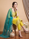 Varanga Women Lime Green Kurta Set With Dupatta