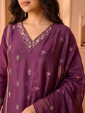 Purple Embroidered Kurta Set With Dupatta