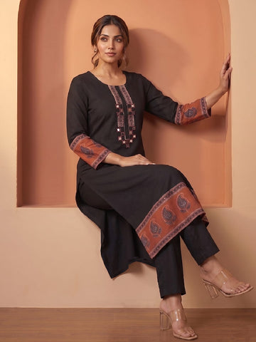 The Midnight Ajrakh-Edge Women's kurta