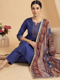 Varanga Women V Neck Straight Kurta With Pants & Dupatta