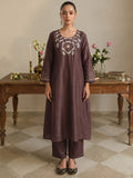 Brown Shimmer Kurta Set With Pants And Dupatta