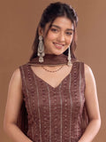 Varanga Embroidered Kurta With Dupatta | Poly Georgette | Festive