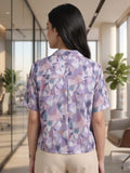 Mauve Coloured Short Sleeves Shirt Collar Top