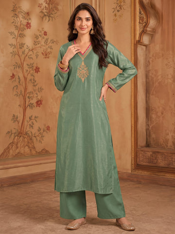 Varanga Women Embroidered dori Work Kurta with Palazzos & With Dupatta