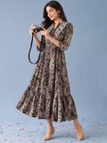 Paisley-Print Tiered Maxi Dress