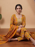 Varanga Women Ethnic Mustard Kurta Set With Dupatta