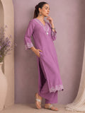 Mauve Floral Cut-Work Kurta Set
